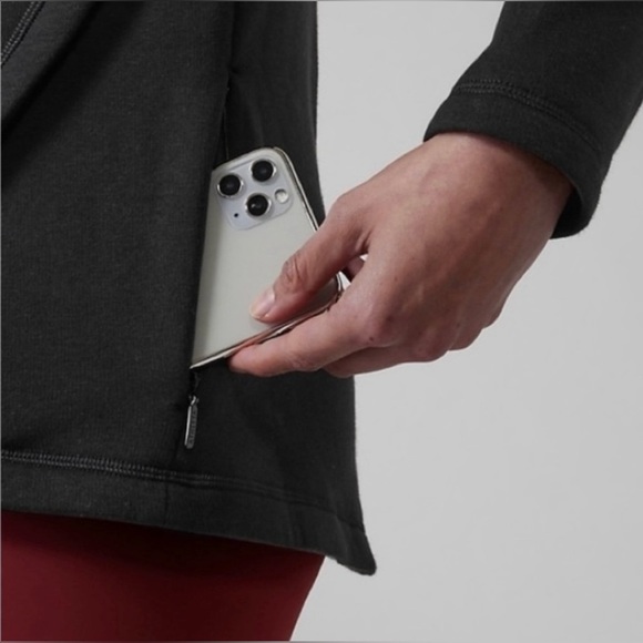 Athleta Sz Medium Cozy Karma Asym Pullover dark gray 1/4 zip - Picture 12 of 14